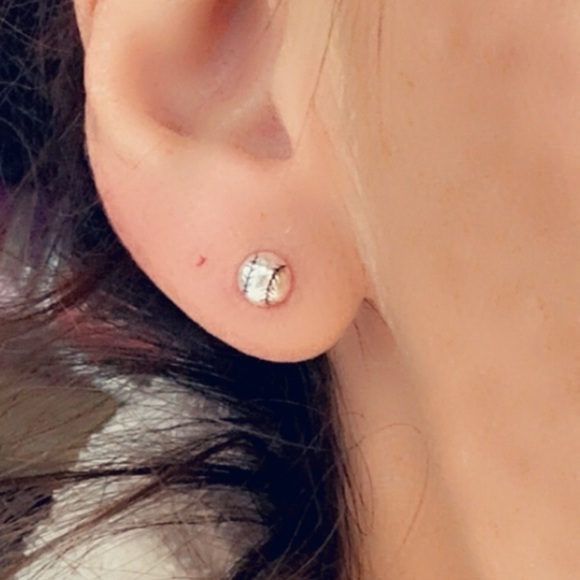 Sterling Silver Baseball Stud Earrings - Picture 12 of 12